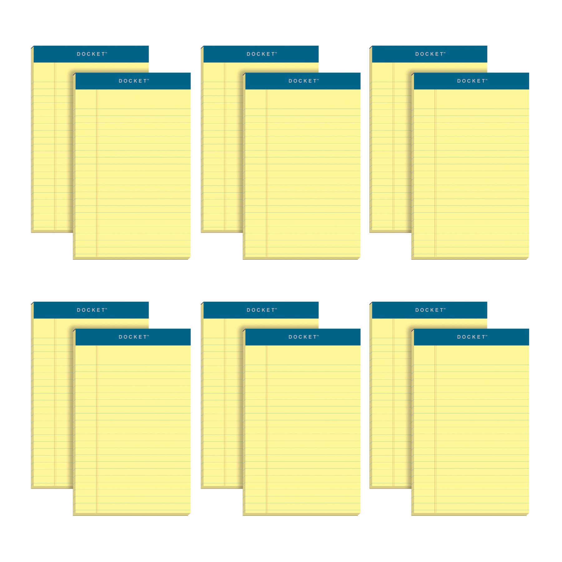 TOPS 5 x 8 Legal Pads, 12 Pack, Docket Brand, Narrow Ruled, Yellow Paper, 50 Sheets Per Writing Pad, Made in The USA (63350)