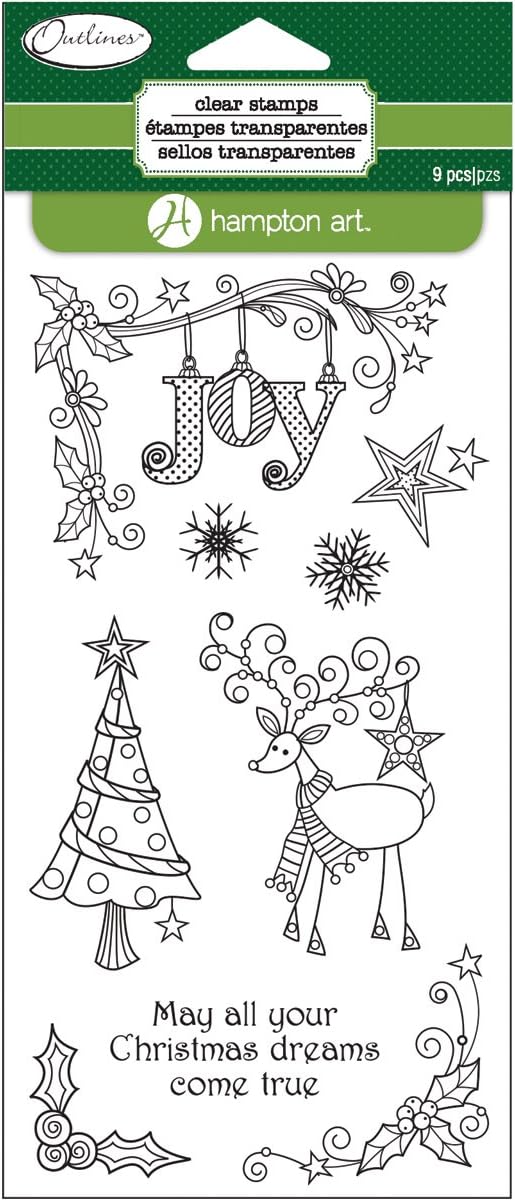 Amazon Com Outlines Clear Stamp Set 4 X8 Sheet Reindeer Joy Home Kitchen