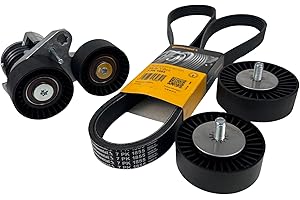 LAIPZ Drive Belt Kit with Tensioner Assembly + 2 Idler Pulleys for BMW 135i 335i (07-10)