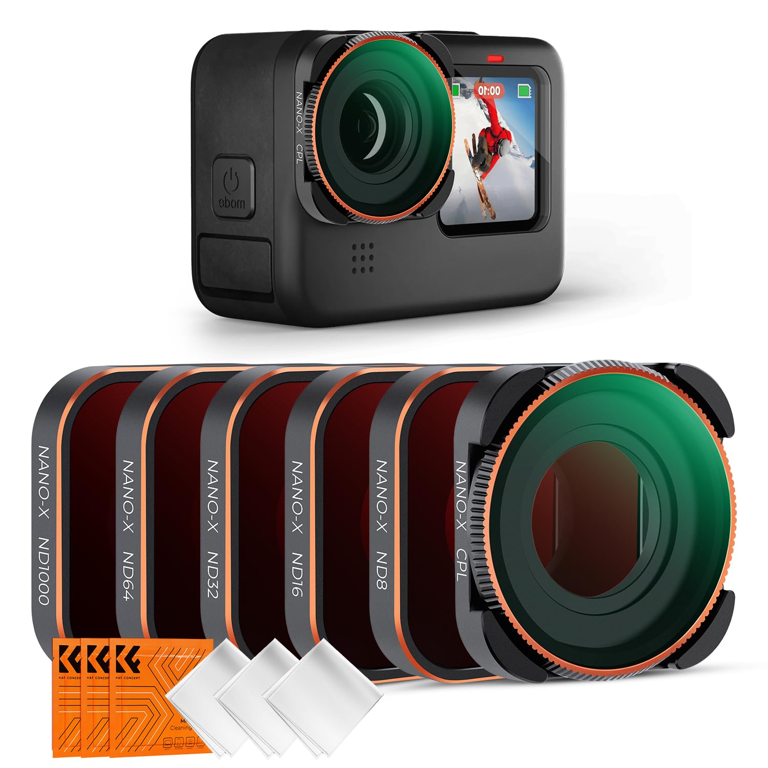 K&F Concept 6-pack CPL ND8 ND16 ND32 ND64 ND1000 Filters for GoPro Hero 9 10 11 12 13 Black Waterproof Polarizing Neutral Density MRC Coating