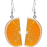 TIANHONGYAN 3D Lemon Earrings for Women Cute Lemon Tangerine Fruit Dangle Drop Earrings Statement Jewelry Gift