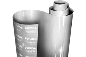 VViViD+ Ultra Gloss Silver Metallic Vinyl Car Wrap Premium Paint Replacement Film Roll with Nano Air Release Technology, Stretchable Protective Cap Liner, Self Adhesive, Indoor Outdoor (1ft x 5ft)
