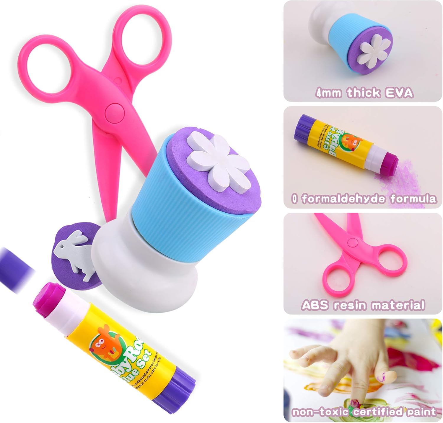 Jar Melo Children's Finger Paint Kit; Non-Toxic;Washable; Portable Iron Pink Box; 6 Colors: Toys & Games