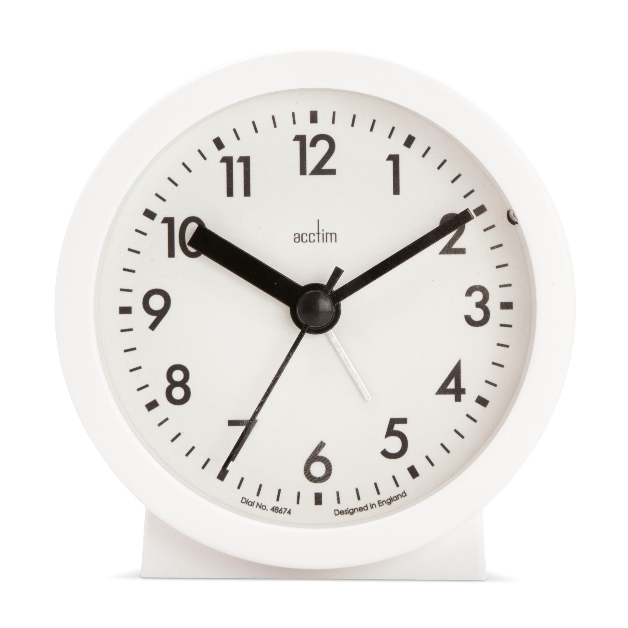 Acctim Gaby Small Analogue Contemporary Bedside Alarm Clock (White)