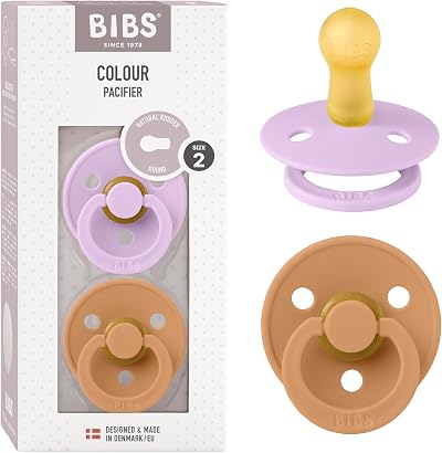 BIBS Colour 2-Pack Dummy Pacifier Round Nipple Size 2 Danish Made Violet Sky