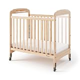 Foundations Serenity Compact Clearview Daycare Crib, Fixed Side, Durable Wood Construction, Adjustable Mattress Board, Clear End Panels. Includes 3” InfaPure Foam Mattress (Natural)