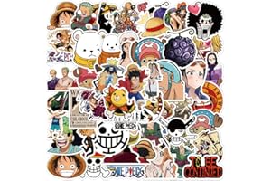WANVAE 50Pcs One Piece Stickers, Anime Cartoon One Piece Decal Gifts for Kids, Waterproof Vinyl Stickers for Teen Adult Water Bottle Laptop Notebook Scrapbook Computer Phone Skateboard Luggage Guitar