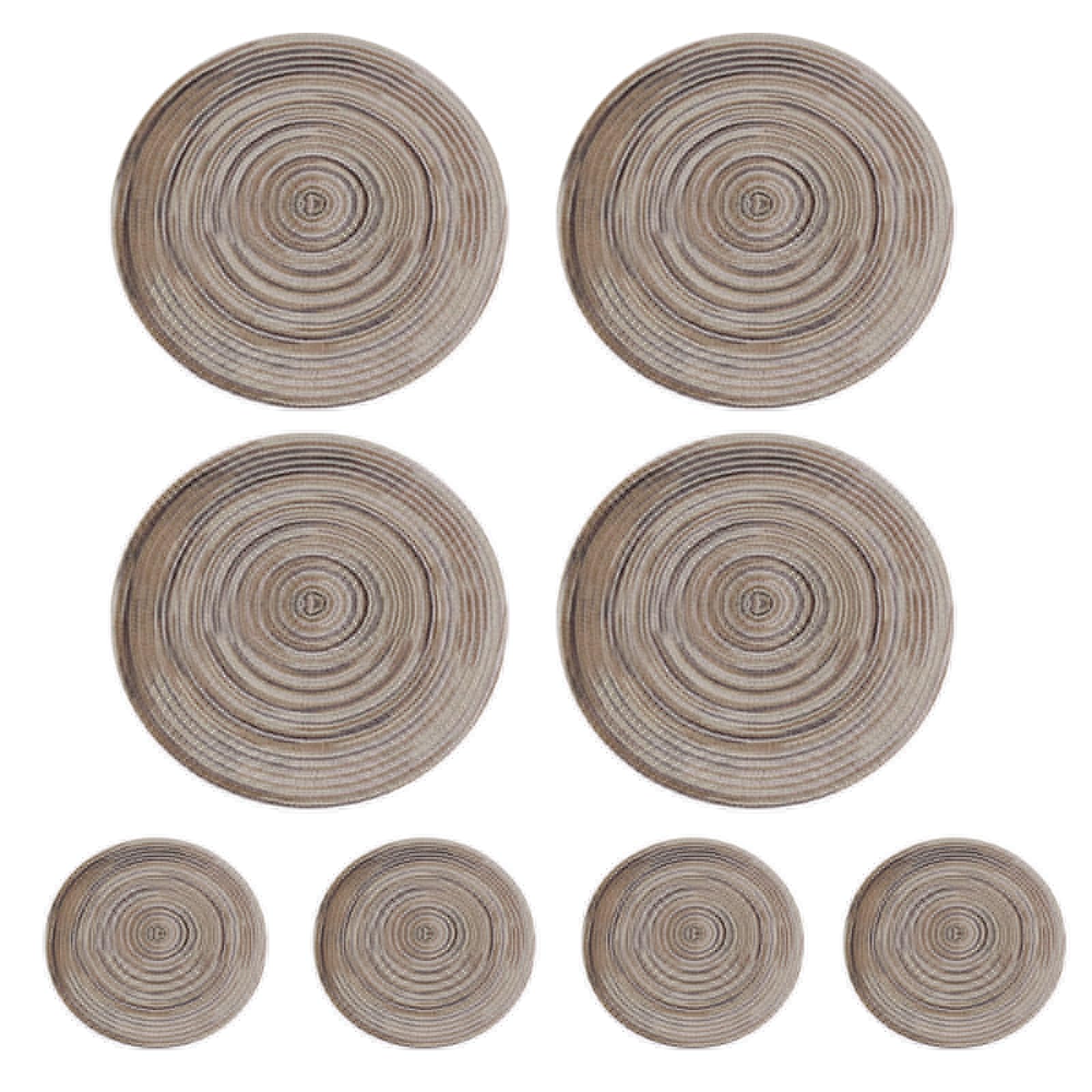 Soulnioi Cotton Place Mat and Coasters, Woven Round Placemats, 38cm Heat Resistant Table Mats Washable Plate Mats 11cm Coasters for Kitchen, Dining Table Decor, Set of 4 - Grey
