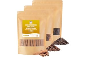 52USA Cinnamon Sticks Bulk + Star Anise Whole + Whole Cloves Bulk, 4oz Each, All Natural, No Preservative, Spice Sets, Starte
