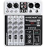 Professional 4-Channel DJ Audio Mixer, Bluetooth Sound Board with USB MP3 Input & 48V Phantom Power for Karaoke, Podcasting, 