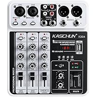 Professional DJ audio mixer, 4-channel DJ mixer, Bluetooth sound mixer, supports USB/MP3/BT computer input, 48V phantom power