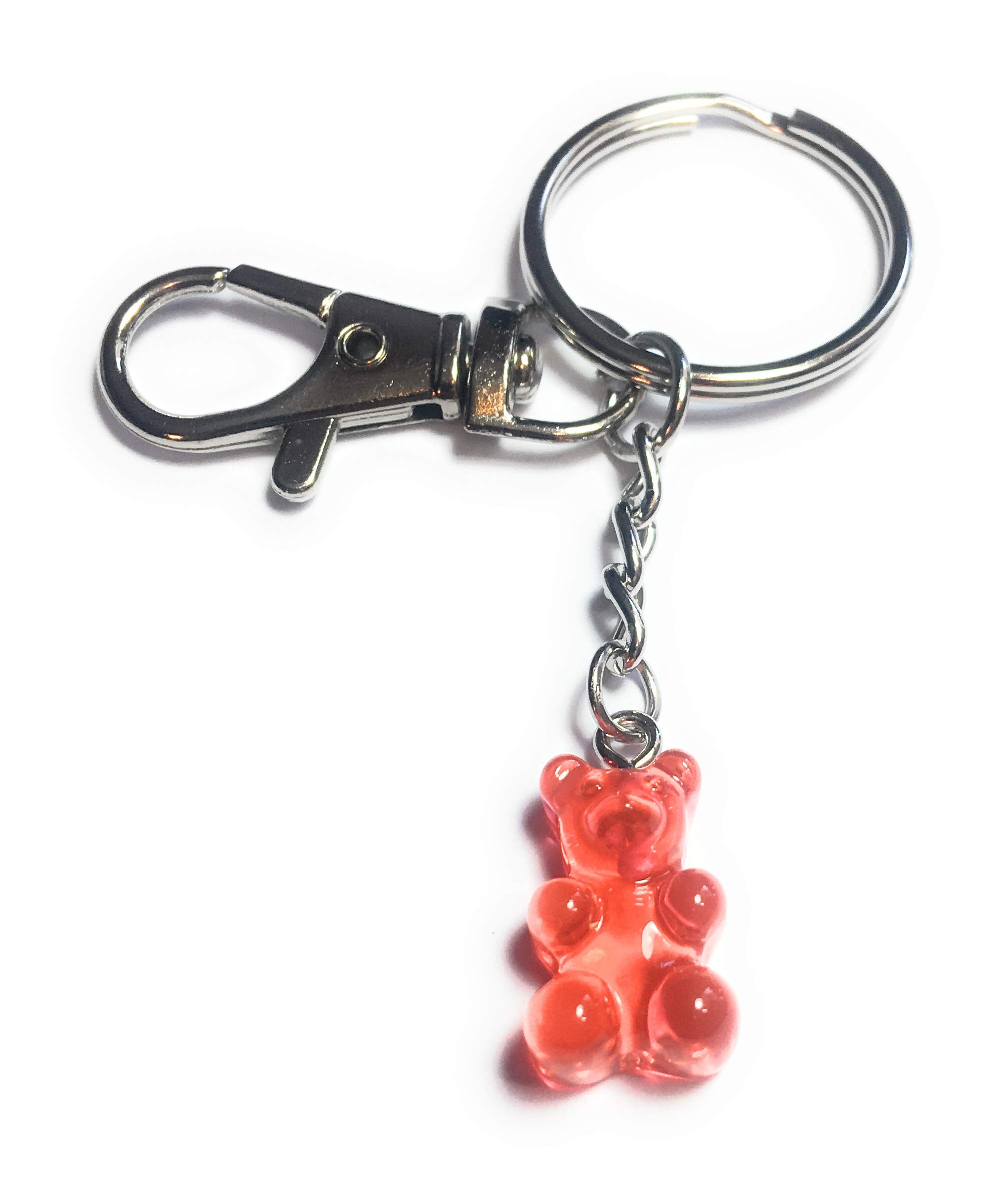 FizzyButton Gifts translucent red - orange jelly gummy bear charm keyring key ring keychain