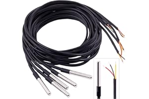 Hilitchi 3m/9.8ft Waterproof Temperature Sensors Digital Temp Probe (Pack of 5pcs)