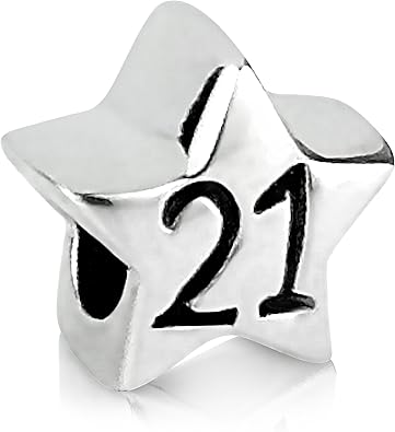 21st Birthday Years Old Silver Star Charm Bead 925 Sterling Silver Fits Pandora Bracelets Amazon Co Uk Jewellery