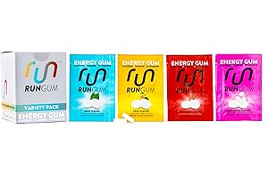 RUN GUM Variety PackEnergy Chewing Gum 50mg Caffeine Taurine & B-Vitamins Per Piece, 24 Pieces (Pack of 12) Sugar Free, Zero Calorie, No Aspartame, and Gluten Free