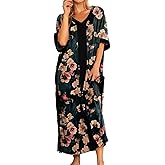 Bloggerlove Women Nightgowns Cotton Caftan House Dress Short Sleeve Sleepwear