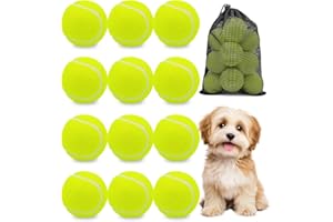GOLDNITE Tennis Balls for Training and Dogs,12/20 Pack Practice Tennis Ball with Mesh Bag for Transport and Beginner Exercise High Elasticity Durable Pet Playing Tennis Ball Set