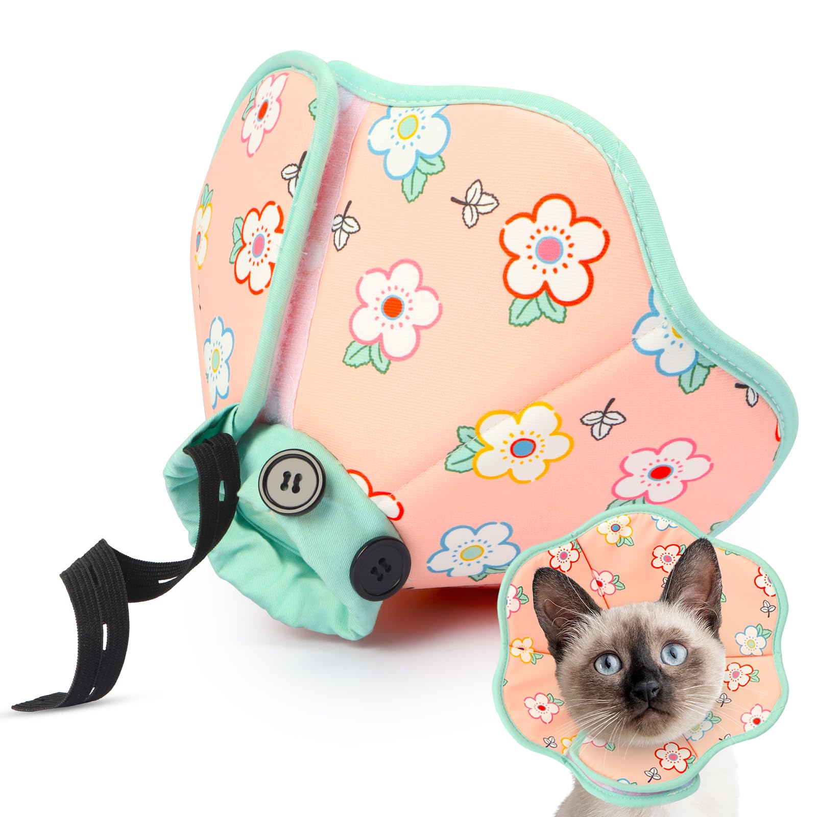 Photo 1 of Cat Cone Soft for Wound Healing for Medium Cats(S&M Sized British Shorthair/S&M Sized American Shorthair/Siamese), Breathable Recovery Collar Anti Scratch Licking, Adjustable Surgery Cone Alternative