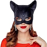Elemirance Cat Mask for Women, Women's Cat Half Face Masks for Halloween Masquerade Cosplay Party Props - Large
