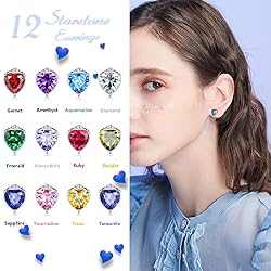 Purple Hearts Studs Earring Women 925 Sterling