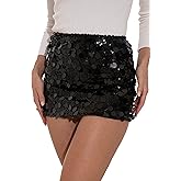 GUANYY Mini Sequin Skirt for Women Sexy Stretchy Pencil Bodycon Night Out Party Club Sparkly Skirts
