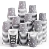 JOLLY PARTY 1200 Pack 2 oz Small Paper Cups, 2oz Disposable Bathroom Cup | Mouthwash Cups, Disposable Drinking Cup for Party, Picnic, BBQ, Travel, and Event, Paper Sampling Cup, Assorted Grey Pattern