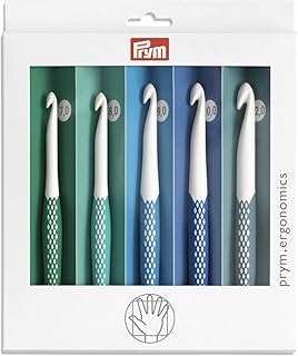 Prym 218441 Wollhäkelnadel Set 7,0-12,0 mm, prym.ergonomics, ergonomischer Griff, mehrfarbig, 7 mm - 12 mm
