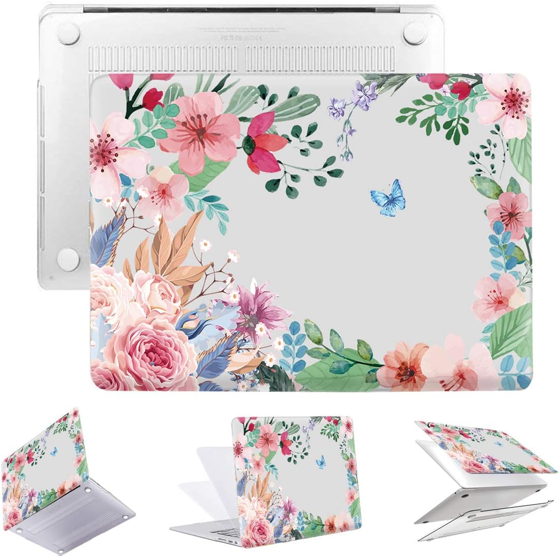 PapyHall MacBook Retina 12 Case Transparent Plastic Shell Case Only Compatible 2017/2016/2015 Release MacBook 12 inch Retina Display Model: A1534 Hibiscus