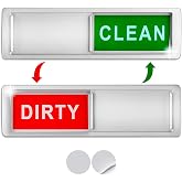Premium Clean Dirty Dishwasher Magnet, Dirty Clean Sign for Dishwasher Easy to Read and Strong Slide for Changing Signs, Heavy Duty Magnet with Optional Stickers (Red &amp; Green (Silver))