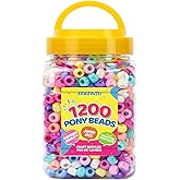 Pony Beads Bulk 1100+ pcs Multi-Colored Plastic Beads for Bracelet Making,Hair Braiding DIY Crafts Kandi Jewelry Key Chains and Ornaments Decorations