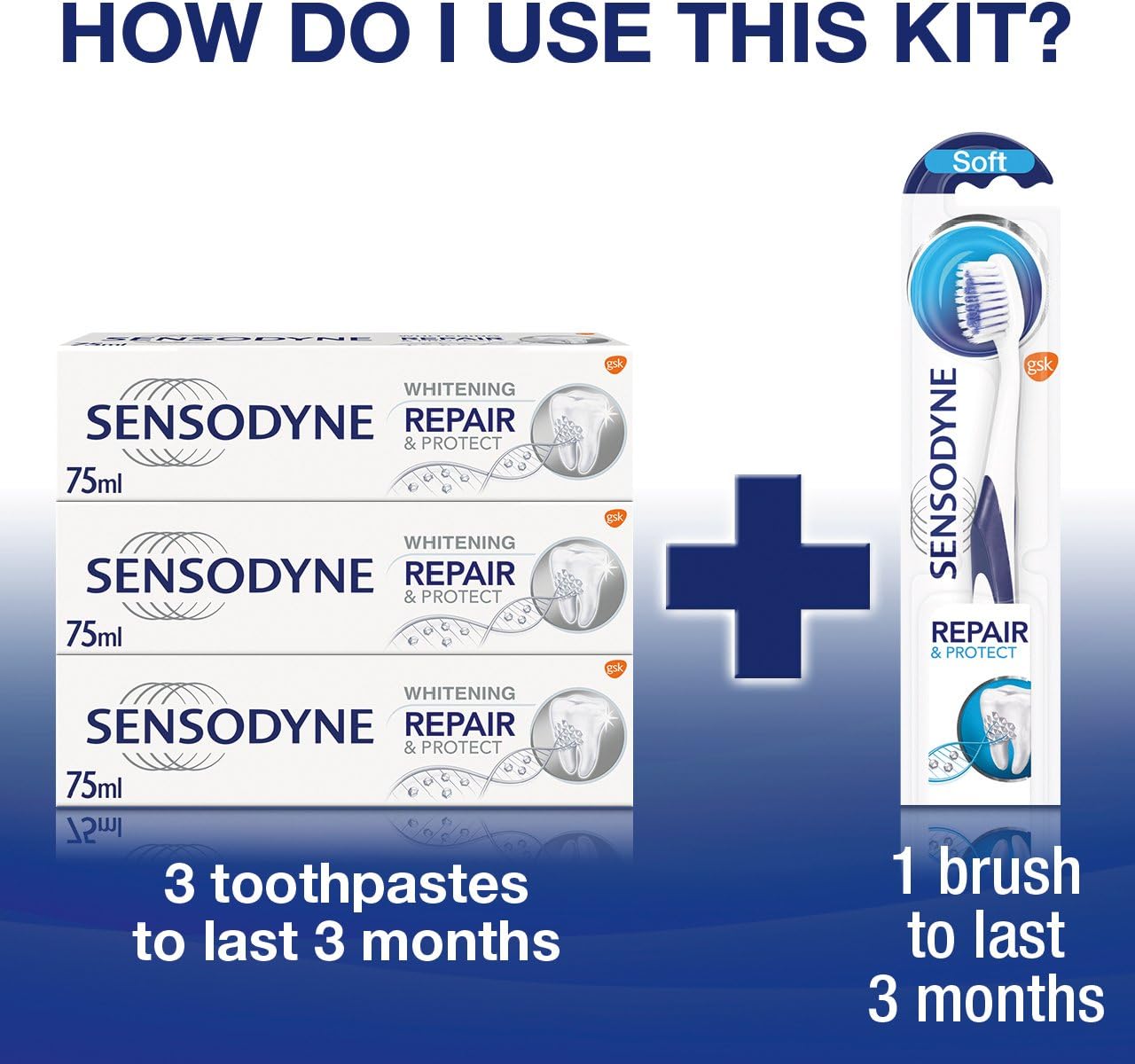 Sensodyne Toothpaste Repair and Protect, Teeth Whitening Toothpaste Multipack with Sensodyne Toothbrush, 3 x 75ml - Image 5