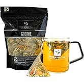 Pure And Easy Tea, Soothe Cold & Sore Throat Relief Tea, Whole-Leaf Herbal Blend with Echinacea, Eucalyptus & Ginger, 15 Large Plant-Based Pyramid Tea Bags (75g)