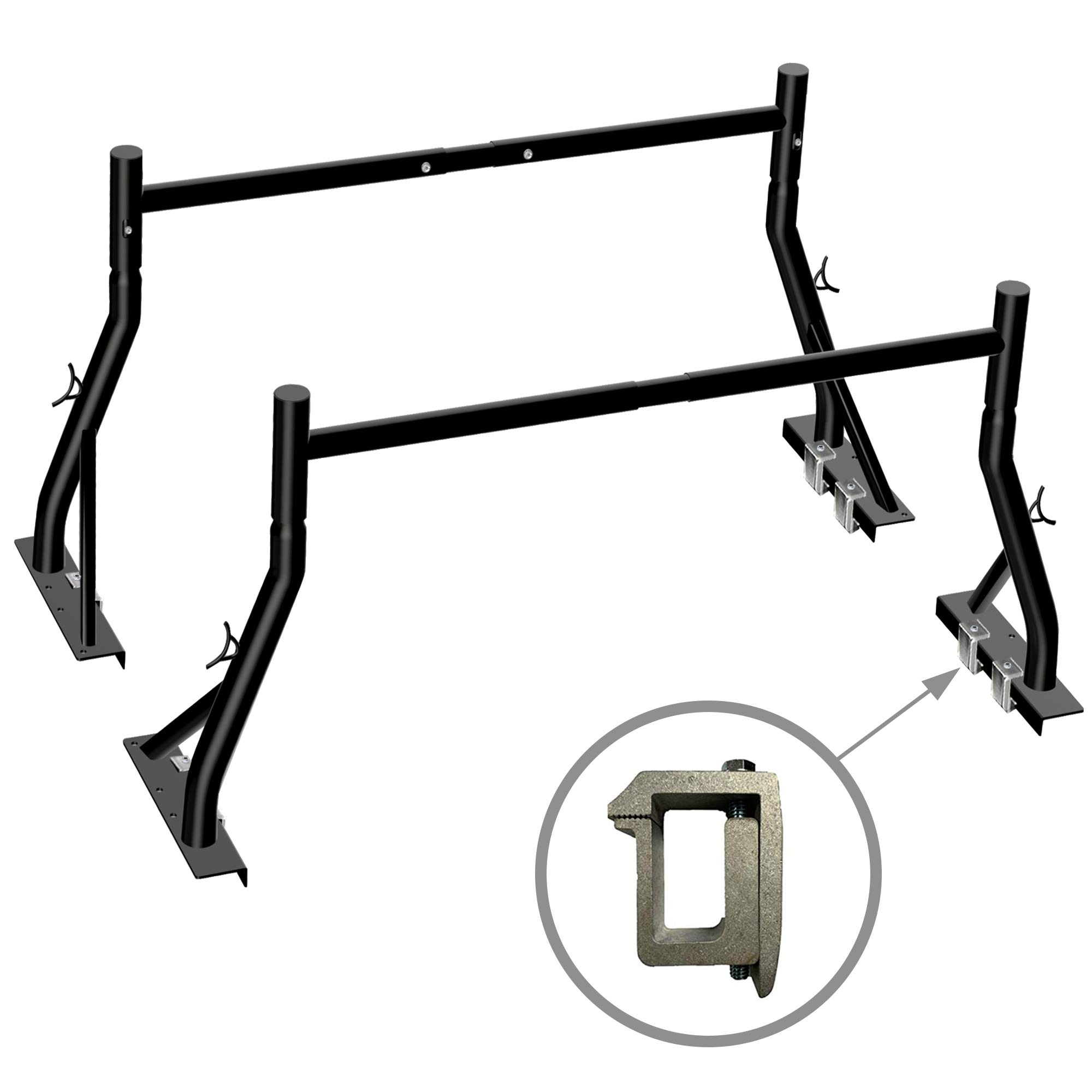 thumbnail image 2 of Lumber Rack 71-Inch Aluminum Truck Ladder Rack - 800 Lbs Capacity With 8 No-Drill C-Clamps Ladder Accessories 2 of 9