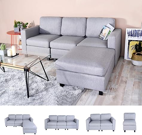 Fanilife Canapé Canapé Dangle 3 Places Modulable Réversible