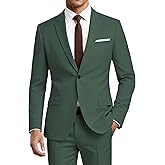 CYANDUSTY Mens Slim Fit 2 Piece Suit 1 Button Soild Jacket Pants Set Wedding Prom Dress Suit