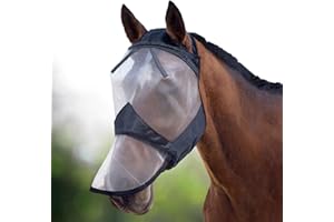 Harrison Howard CareMaster Horse Fly Mask Full Face No Ears Black/Silver Retro Small Pony
