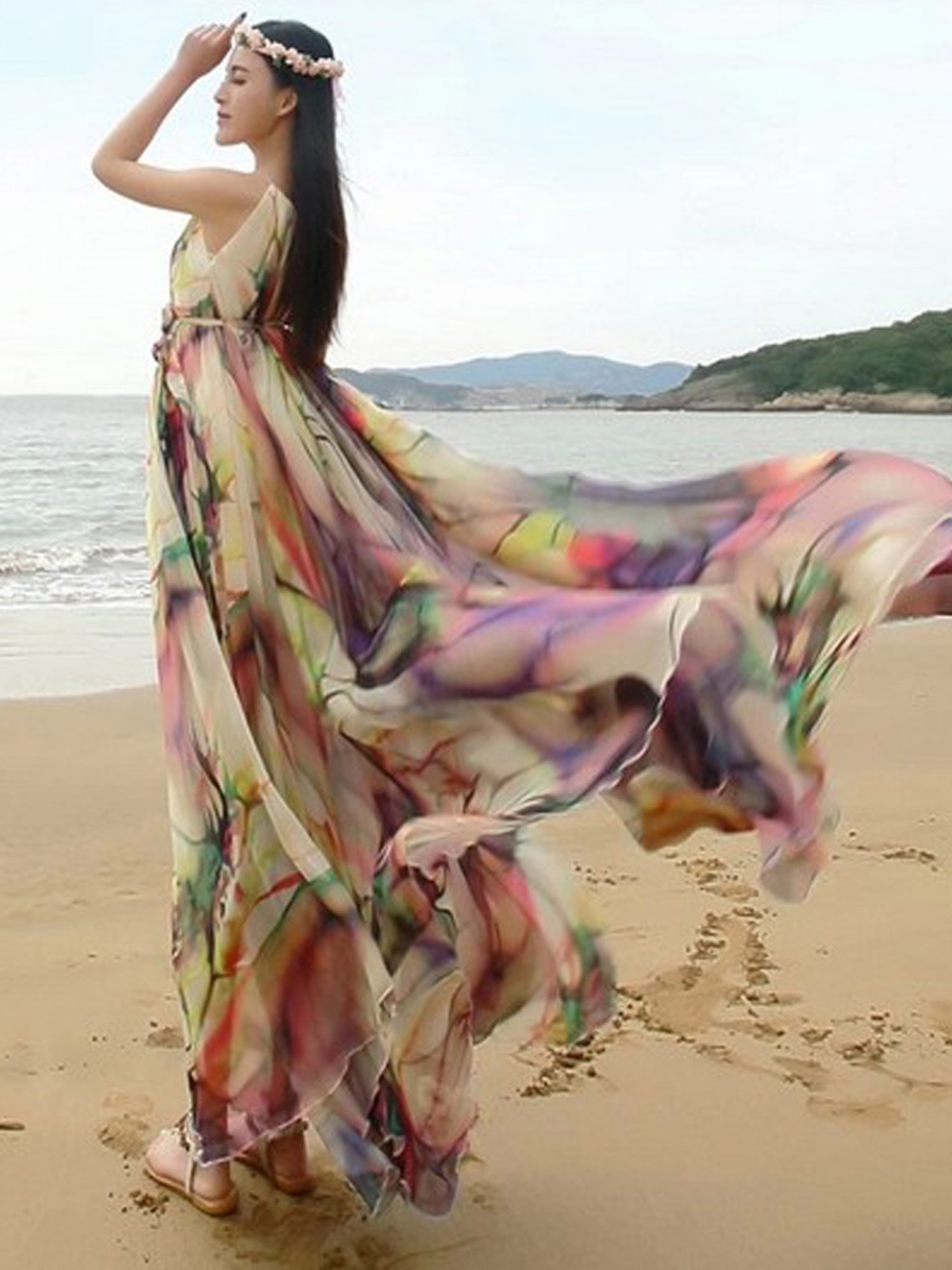Medeshe Womens Chiffon Floral Holiday Beach Bridesmaid Maxi Dress Sundress | Desertcart Belize Medeshe Womens Chiffon Floral Holiday Beach Bridesmaid Maxi Dress Sundress | Desertcart Belize