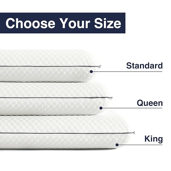 CASUAL LIVING MEMORY FOAM PILLOW QUEEN SIZE BED PILLOW INSERT WITH HYPOALLERGENIC REMOVABLE MACHINE WASHABLE COVER FOR BACK STOMACH AND SIDE SLEEPERS, QUEEN 16-INCH X 29-INCH, WHITE