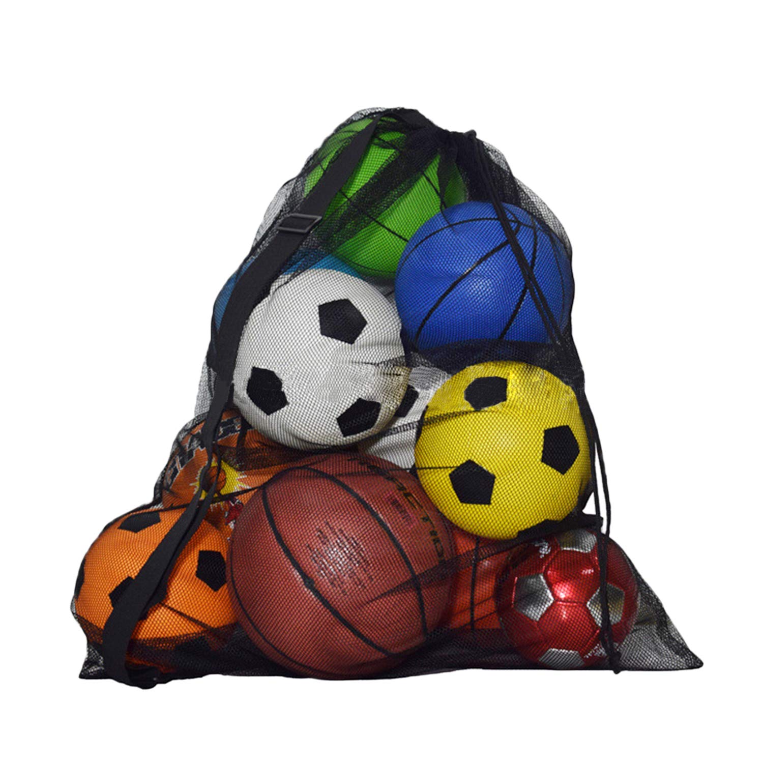 Large Capacity Multiple Use Sports Drawstring Mesh Ball Bag Football Basketball Training Equipment Storage Bag Drawstring Shoulder Bag Carry Sack Netbag Organizer Duffel Bag