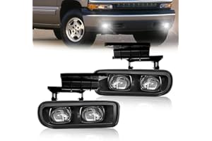 BOXLIGHT LED Fog Lights Assembly Fit For 1999-2002 Silverado 1500 2500/2001 2002 Silverado 1500HD 2500HD 3500/2000-2006 Tahoe Suburban 1500 2500 Fog Lamps
