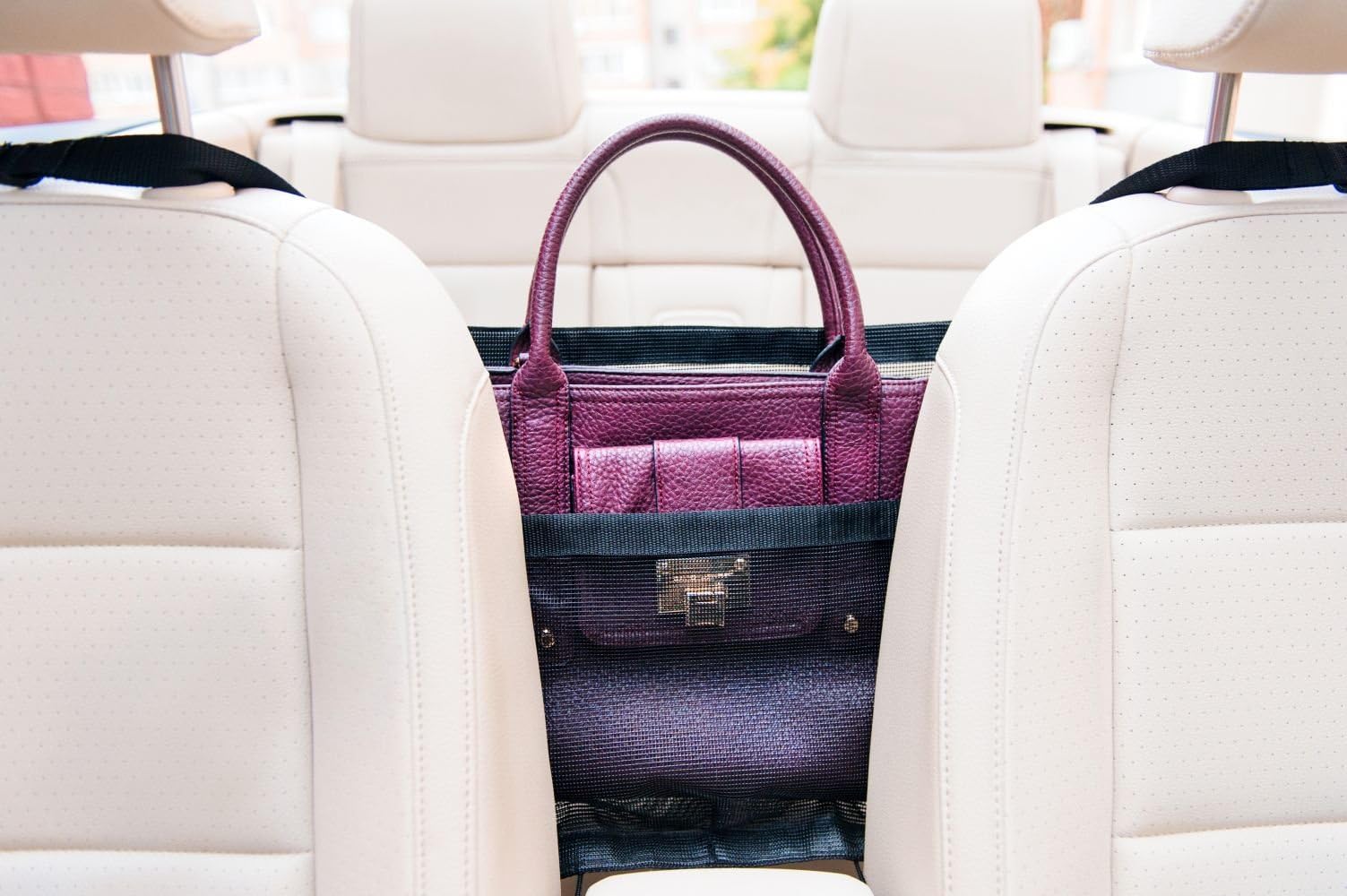 CASELAST Premium Car Purse Organizer Pouch - Keep Your Purse & Other Belongings Within Arm's Reach – 2 Pockets on Both Sides - Large Car Seat Backseat Organizer – Lifetime Money Back Guarantee