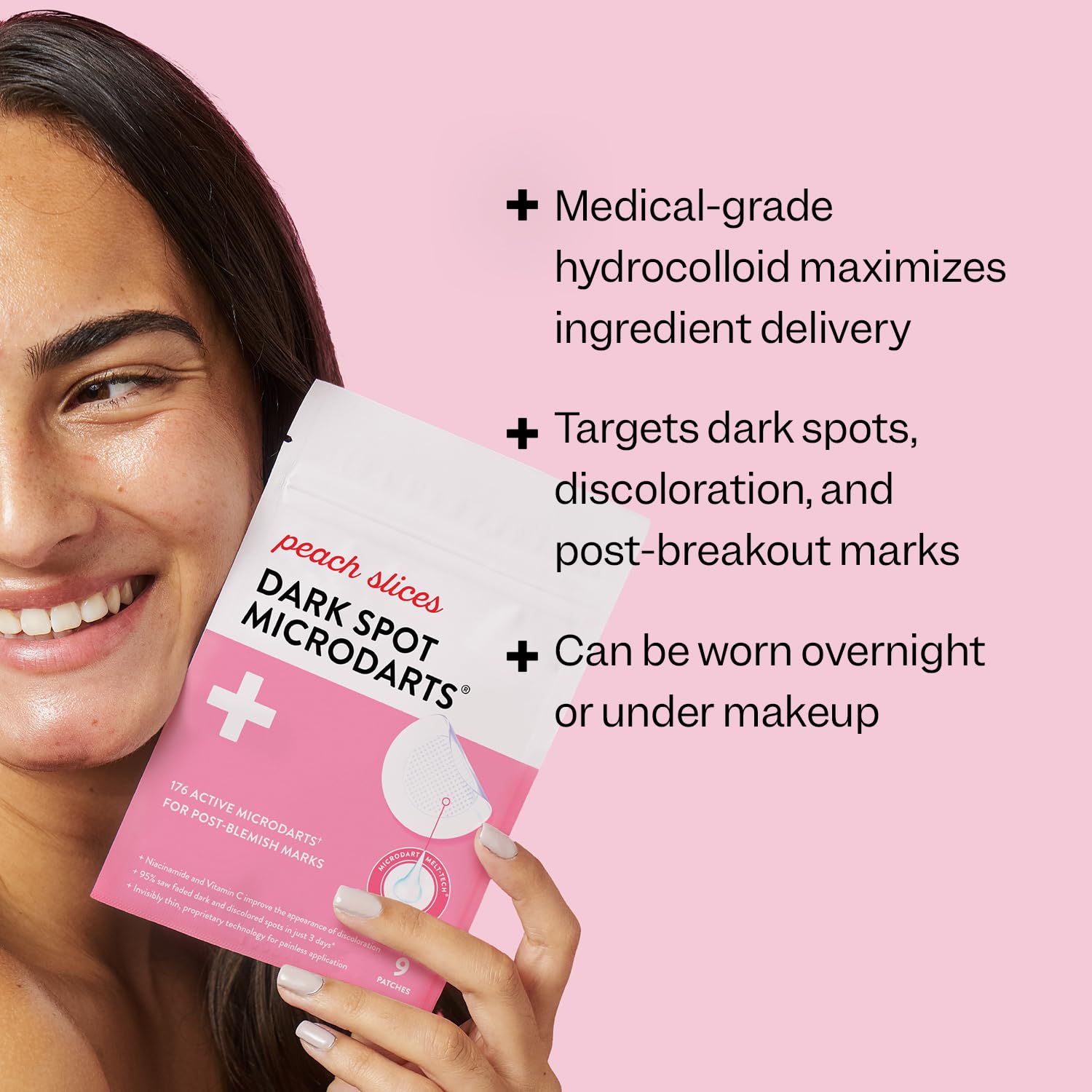 Peach Slices Dark Spot MicroDarts | For Dark Spots, Post-Blemish Redness | Self-Dissolving | Niacinamide, Vitamin C, Hyaluronic Acid, and Cica | Vegan | Cruelty Free | 9 Patches