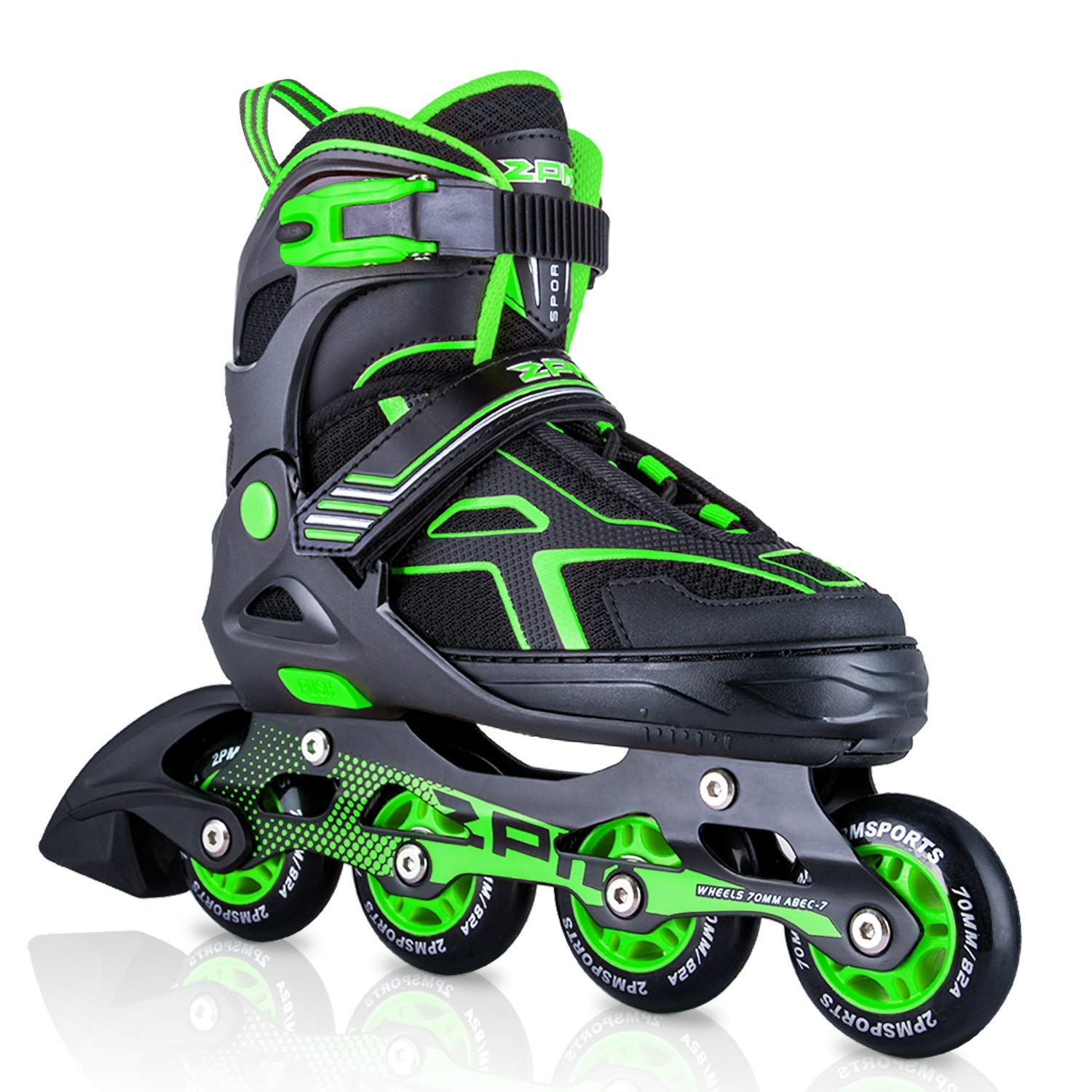 2PM SPORTS Torinx Orange/Red/Green Black Boys Adjustable Inline Skates, Fun Roller Blades for Kids, Beginner Roller Skates for Girls, Men and Ladies