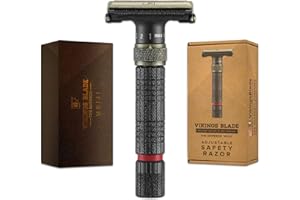 VIKINGS BLADE Adjustable Double Edge Safety Razor + Luxury Case. Smooth, Reusable, Eco-Friendly (The Emperor “Meiji”)
