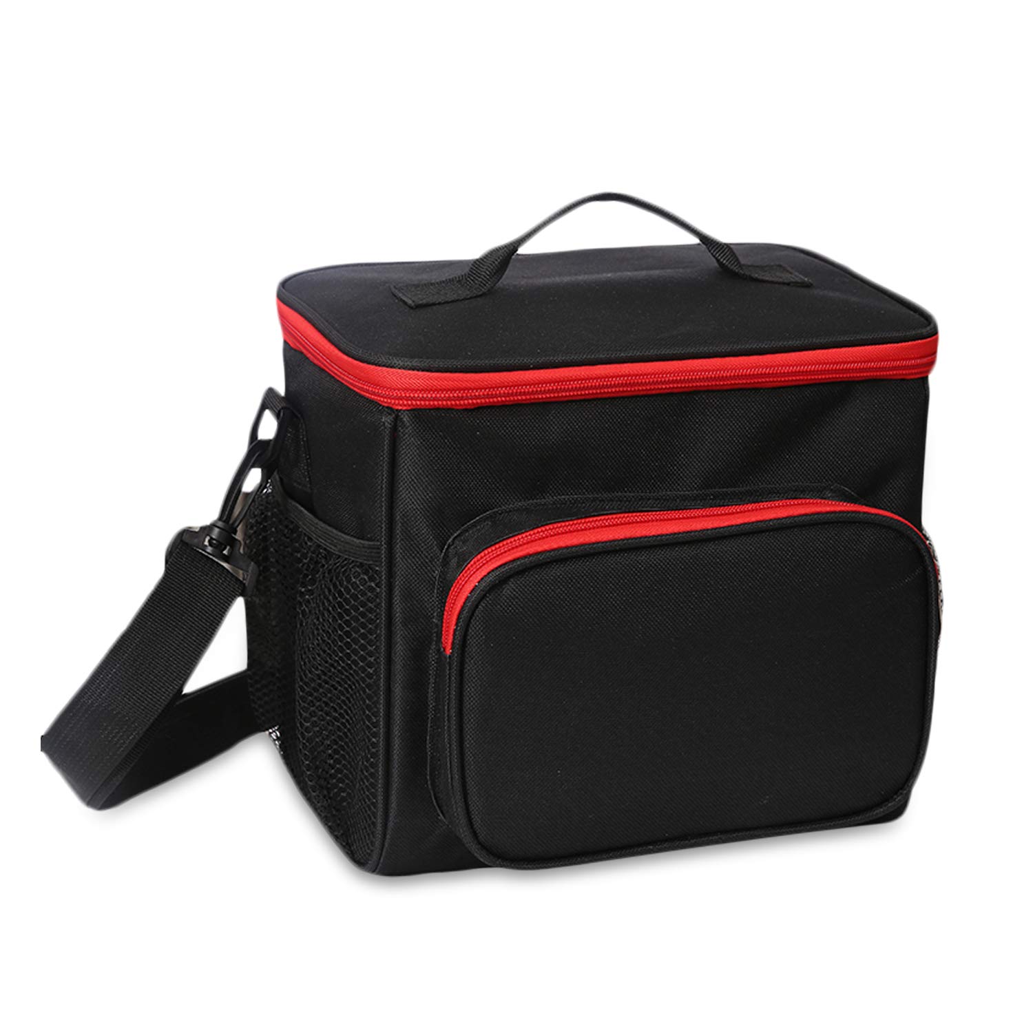 FANDARE Lunch Bag Lightweight Picnic Pouch Storage Sack Insulated Bento Lunch Box Shoulder Crossbody Bag for Adults Mens Womens Office Camping Barbecues Waterproof Oxford Black