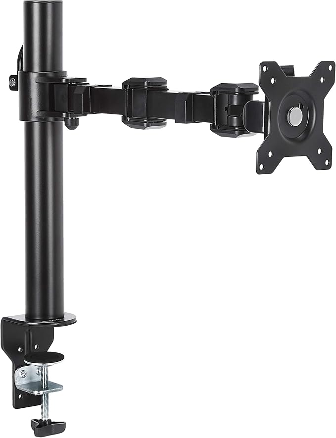 AmazonBasics Single Monitor Stand Height Adjustable Arm Mount, Steel