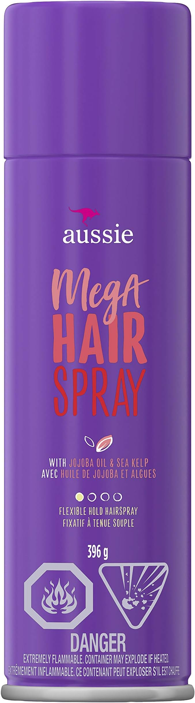Flexible Hold Aussie Mega Hold Hairspray with Jojoba & Sea Kelp, 396