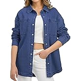 HISEA Denim Shirt Women, Jean Shirts for Women, Oversized Denim Shirt for Women, Jean Shacket with Long Sleeves for Winter