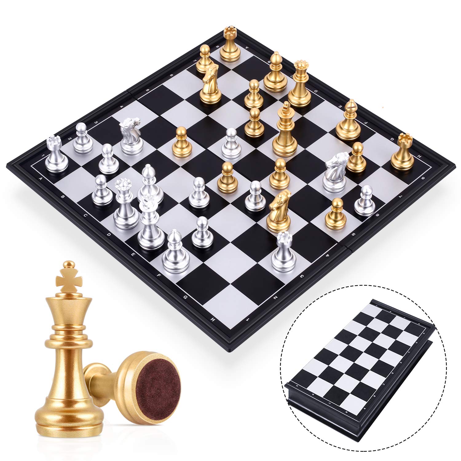 Peradix Travel Chess Board Set - Magnetic Chess Pieces, Portable/Foldable Board, Educational Toys for Kids/Adults, Traditional Game Gift, 2 Players, Ages 7+