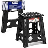ACSTEP 16 Inch Folding Step Stool, Heavy Duty, 400 lbs, Black | Lightweight Collapsible Stepping Stool for Adults with Handle, Non-Slip, for Kitchen, Bathroom, Bedroom and Outdoor Use